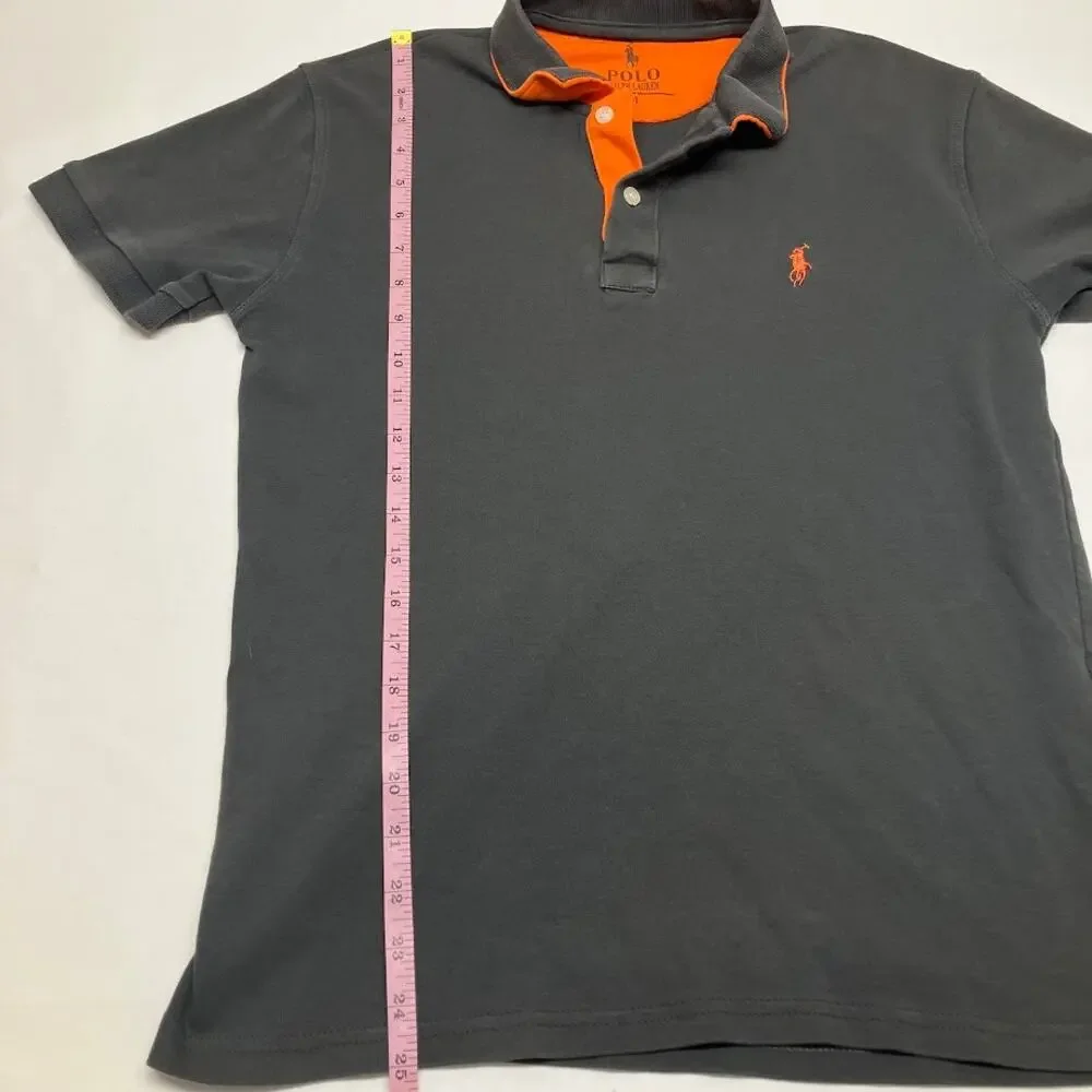 Polo Ralph Lauren Polo Shirt Brown Orange Spell Out Flip Collar Shirt Size M
